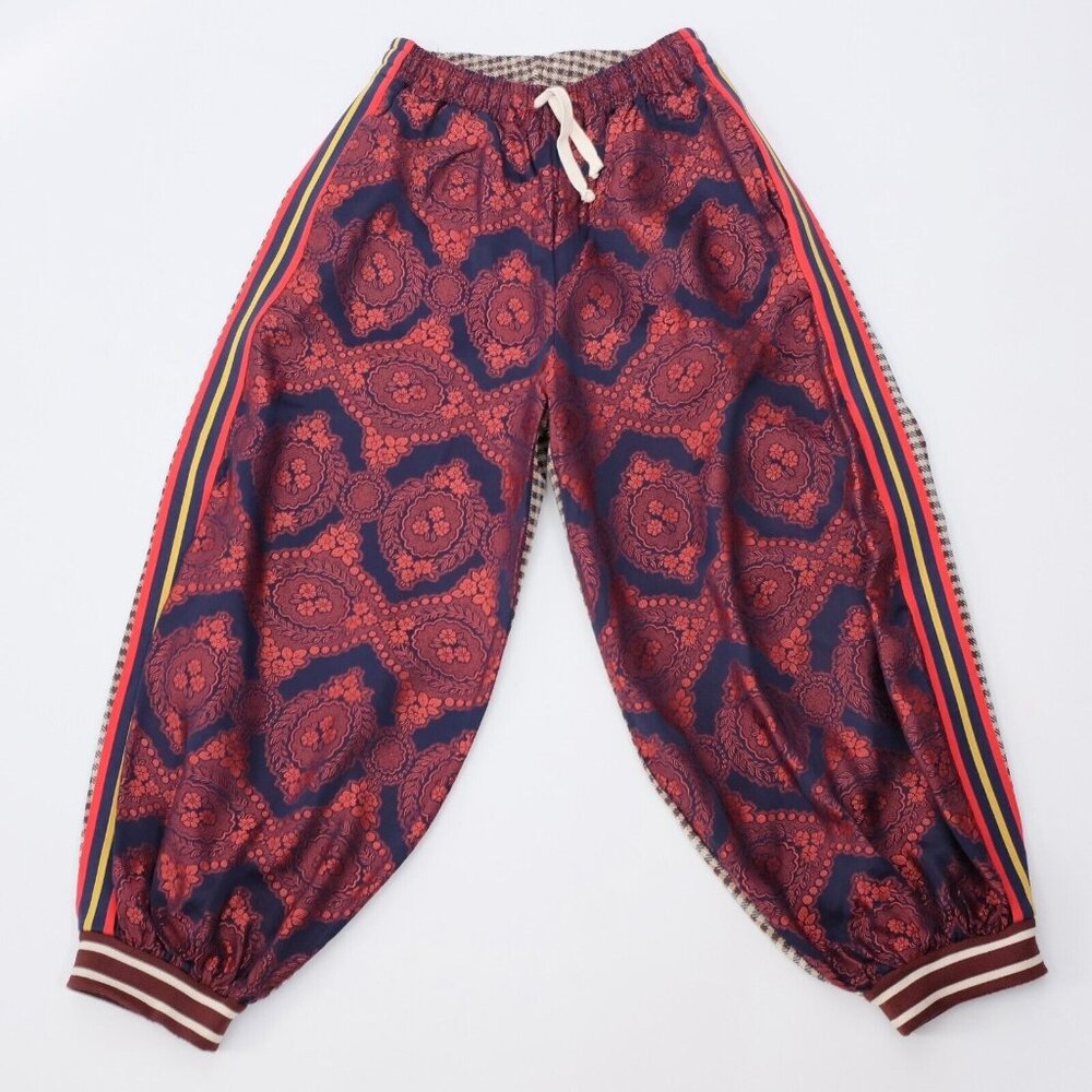 GUCCI Bi material joggers lounge pants XS houndstooth jogging red navy